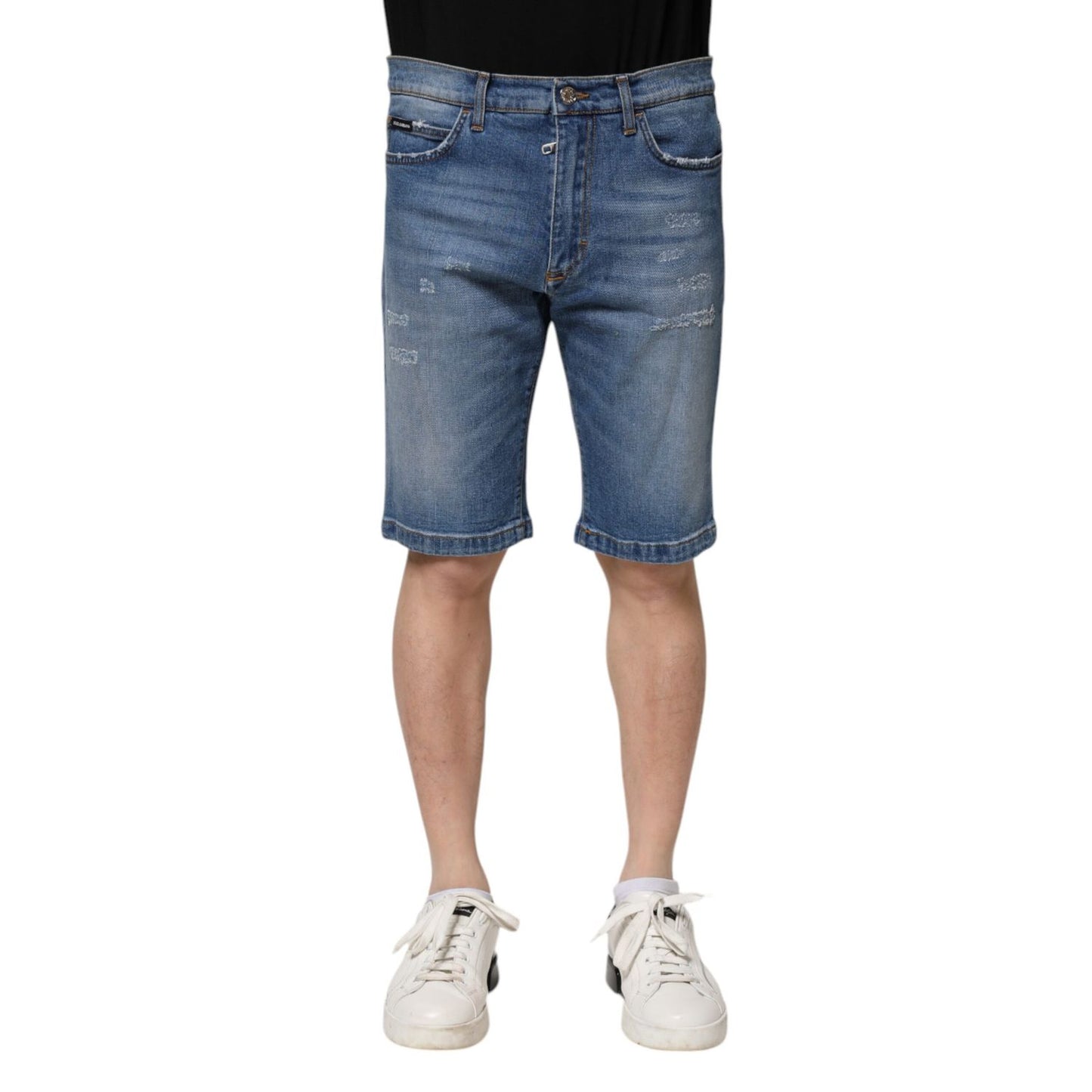 Dolce & Gabbana Blue Cotton Stretch Men Denim Bermuda Shorts Dolce & Gabbana