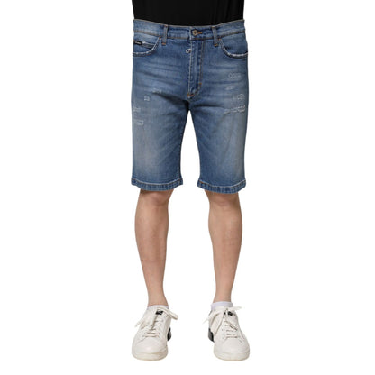 Dolce & Gabbana Blue Cotton Stretch Men Denim Bermuda Shorts Dolce & Gabbana