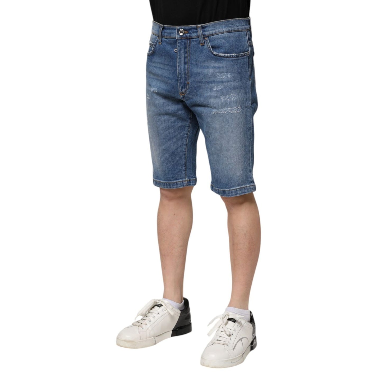 Dolce & Gabbana Blue Cotton Stretch Men Denim Bermuda Shorts Dolce & Gabbana