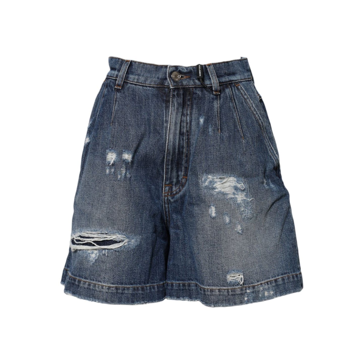 Dolce & Gabbana Blue Cotton Tattered Denim Bermuda Shorts Dolce & Gabbana