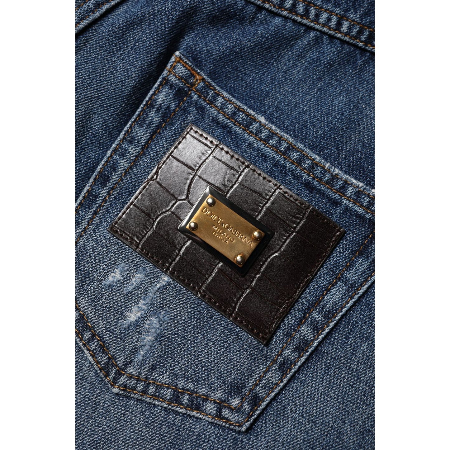 Dolce & Gabbana Blue Cotton Tattered Denim Bermuda Shorts Dolce & Gabbana