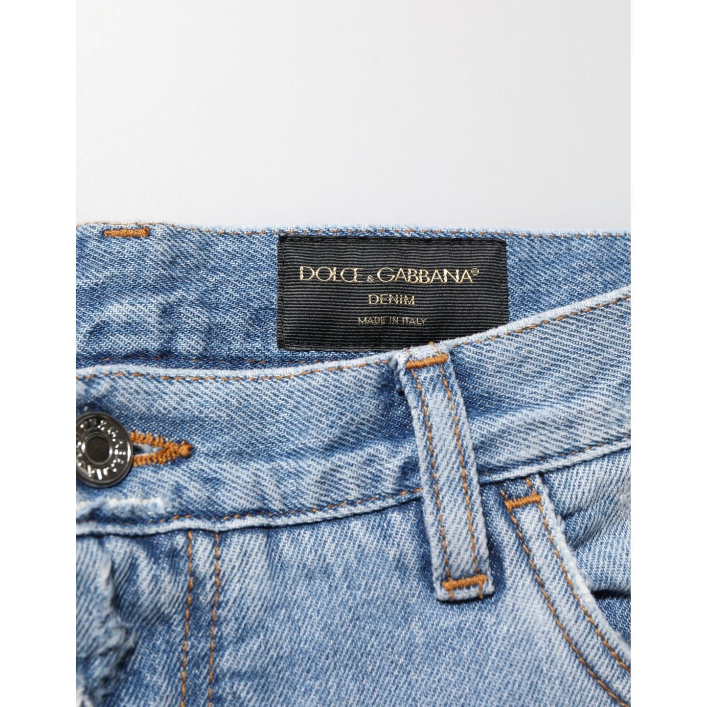 Dolce & Gabbana Blue Distressed Ripped Denim Pants Jeans Dolce & Gabbana