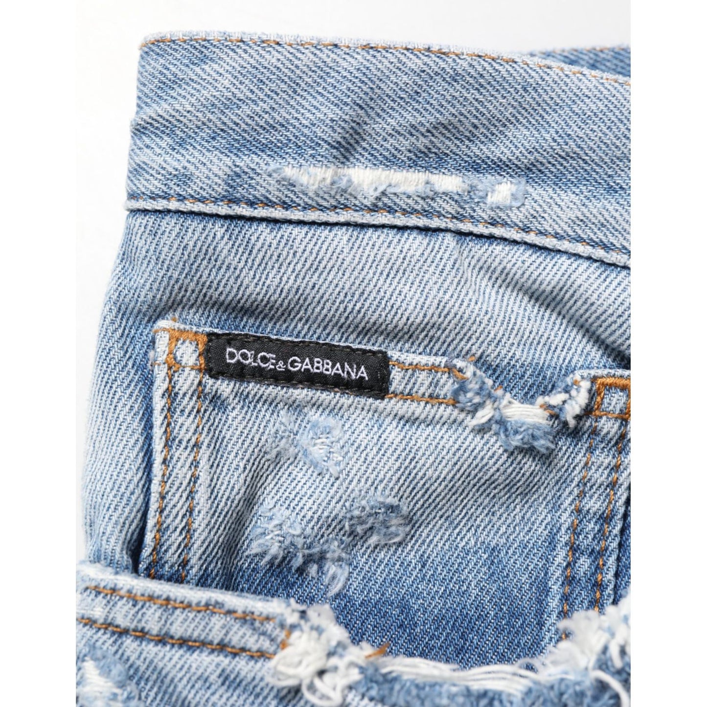Dolce & Gabbana Blue Distressed Ripped Denim Pants Jeans Dolce & Gabbana