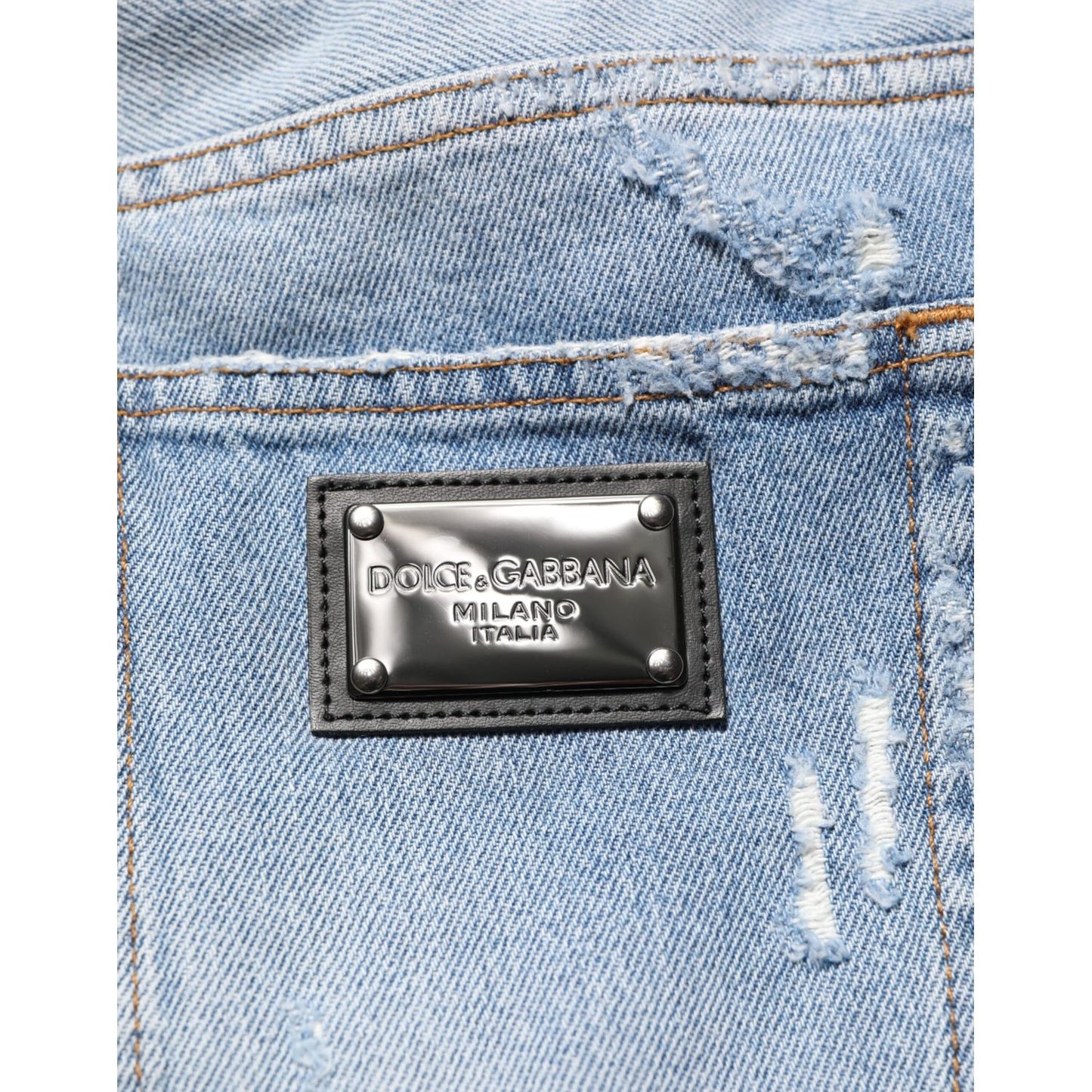 Dolce & Gabbana Blue Distressed Ripped Denim Pants Jeans Dolce & Gabbana