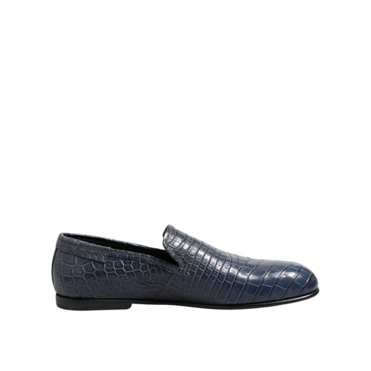 Dolce & Gabbana Blue Exotic Leather Slip On Loafers Men Dress Shoes Dolce & Gabbana
