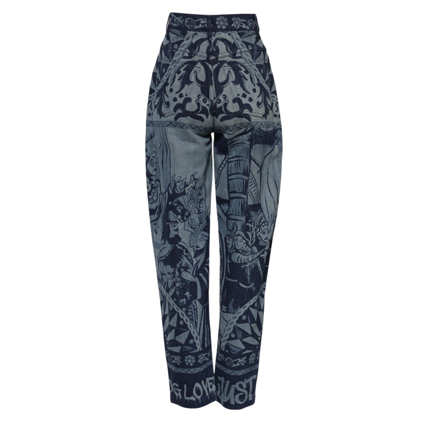 Dolce & Gabbana Blue Graphic Print Tapered Denim Jeans Dolce & Gabbana