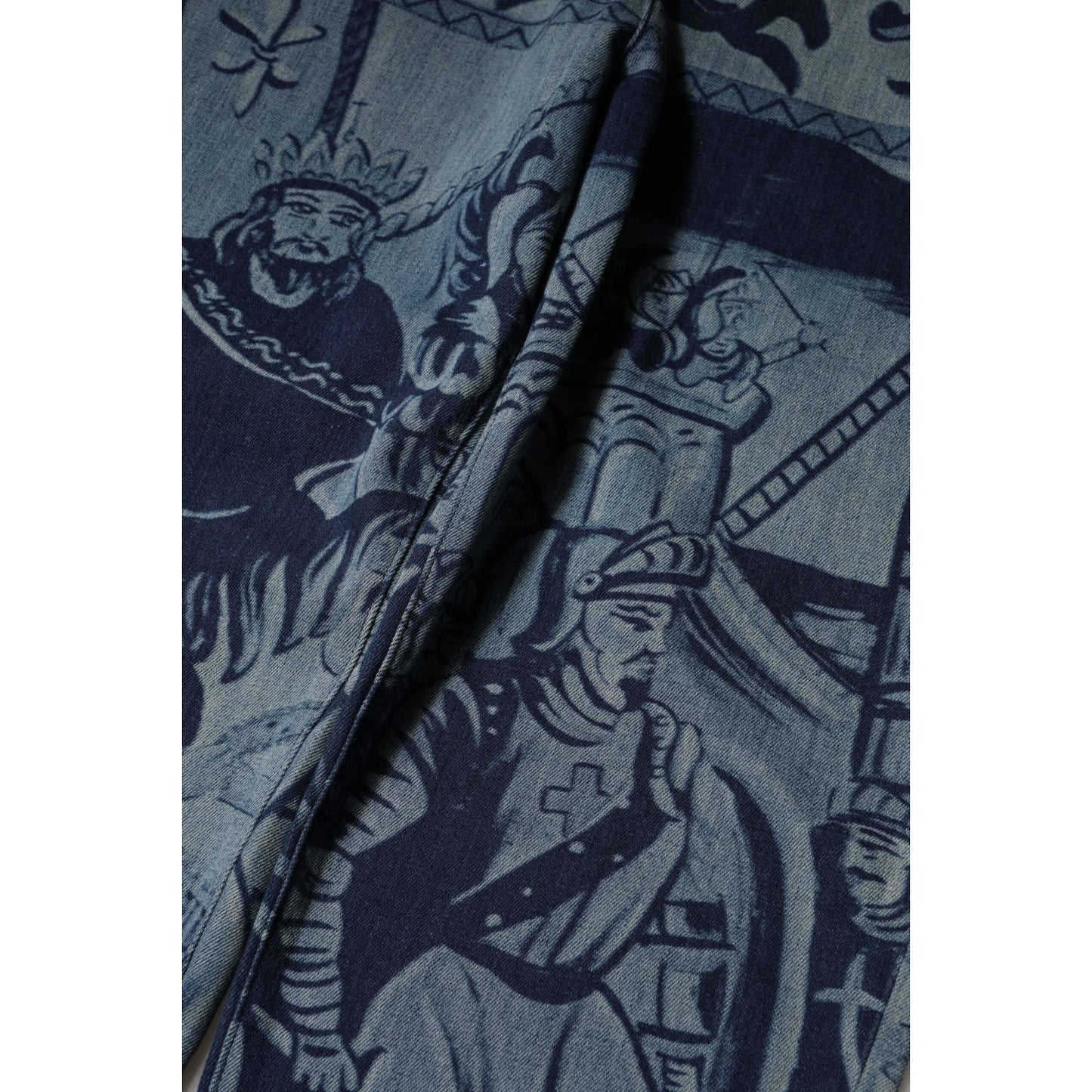 Dolce & Gabbana Blue Graphic Print Tapered Denim Jeans Dolce & Gabbana