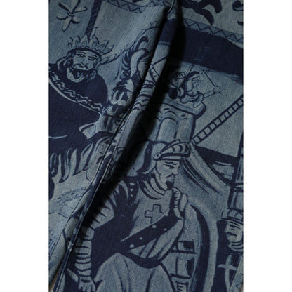 Dolce & Gabbana Blue Graphic Print Tapered Denim Jeans Dolce & Gabbana