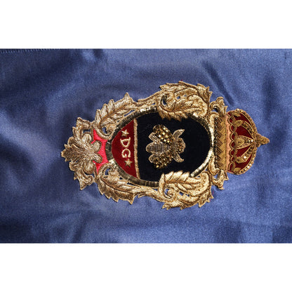 Dolce & Gabbana Blue Nylon Logo Patch Men Bomber Sweater Dolce & Gabbana