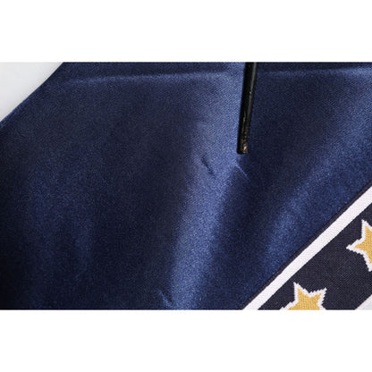 Dolce & Gabbana Blue Nylon Logo Patch Men Bomber Sweater Dolce & Gabbana