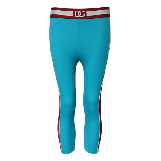 Dolce & Gabbana Blue Nylon Slim Fit Cropped Leggings Pants Dolce & Gabbana