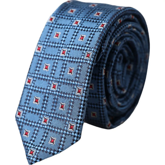 Dolce & Gabbana Blue Patterned 100% Silk Adjustable Men Tie 1728,67345645728,Accessories,Blue,Dolce & Gabbana,Material: 100% Silk,Men,New with tags,Ties - Ties and Formal Accessories - Accessories,Ties and Formal Accessories - Accessories