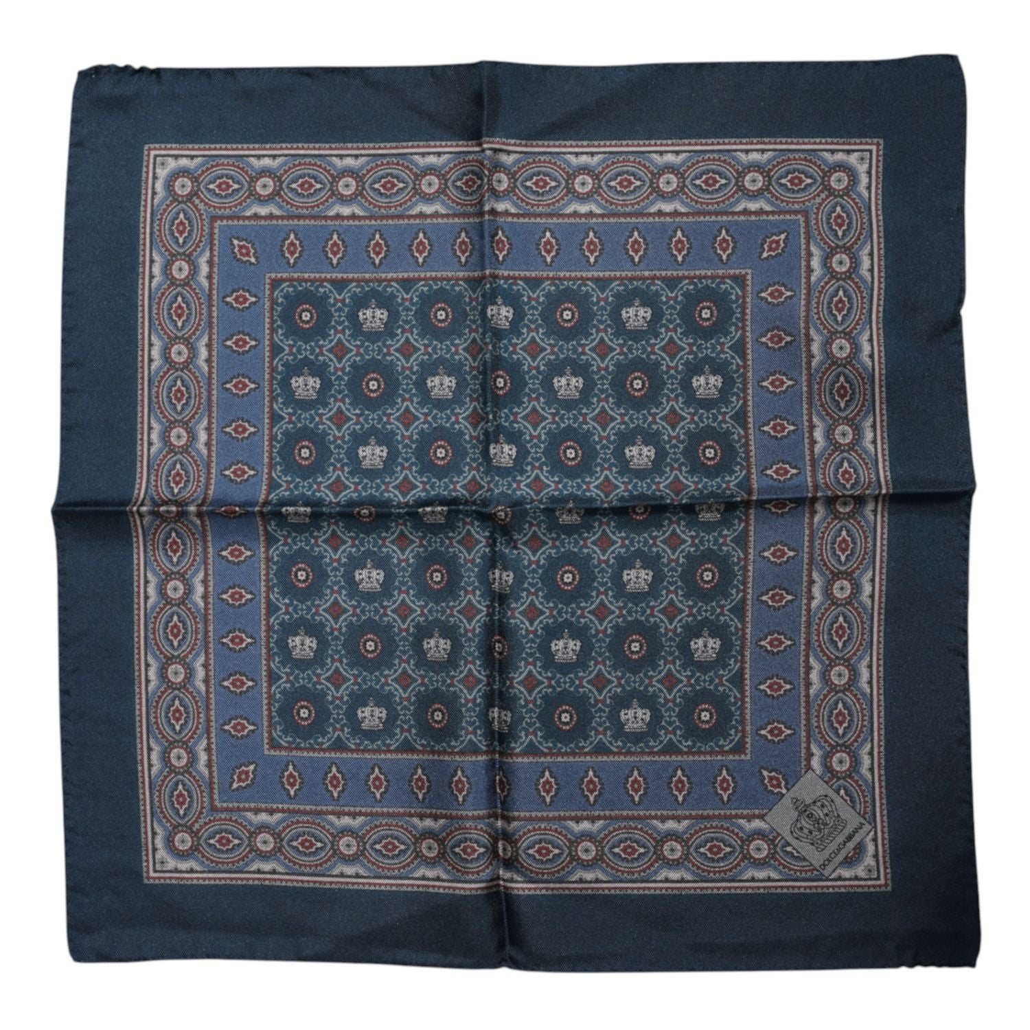 Dolce & Gabbana Blue Printed Silk Square Men Foulard Scarf