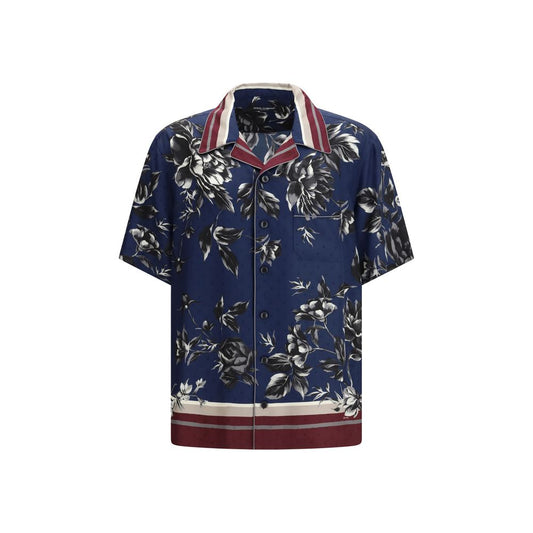 Dolce & Gabbana Blue Silk Pattern Shirt 1728,40,41,42,72470364320,Blue,Clothing,Dolce & Gabbana,Men,New with tags,Pattern - Shirts - Clothing,Shirts - Clothing,Shortsleeve - Shirts - Clothing