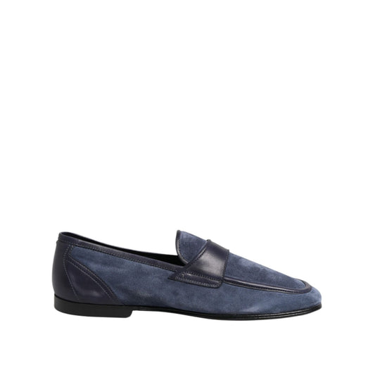 Dolce & Gabbana Blue Suede Leather Loafers Moccasin Shoes Dolce & Gabbana