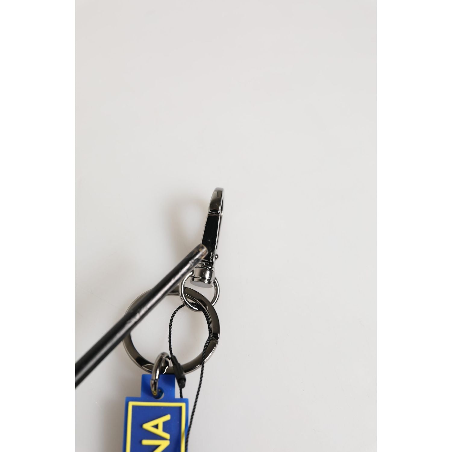 Dolce & Gabbana Blue Yellow DG Rubber Logo Silver Men's Keychain  Keyring