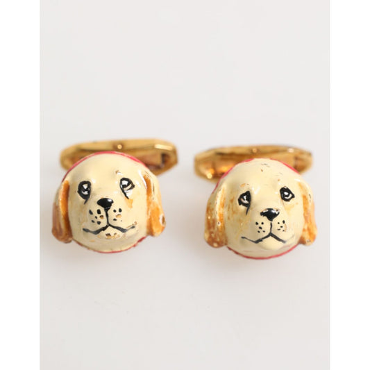 Dolce & Gabbana Brass Gold Tone Dog Puppy Men's Accessories Cufflink Dolce & Gabbana