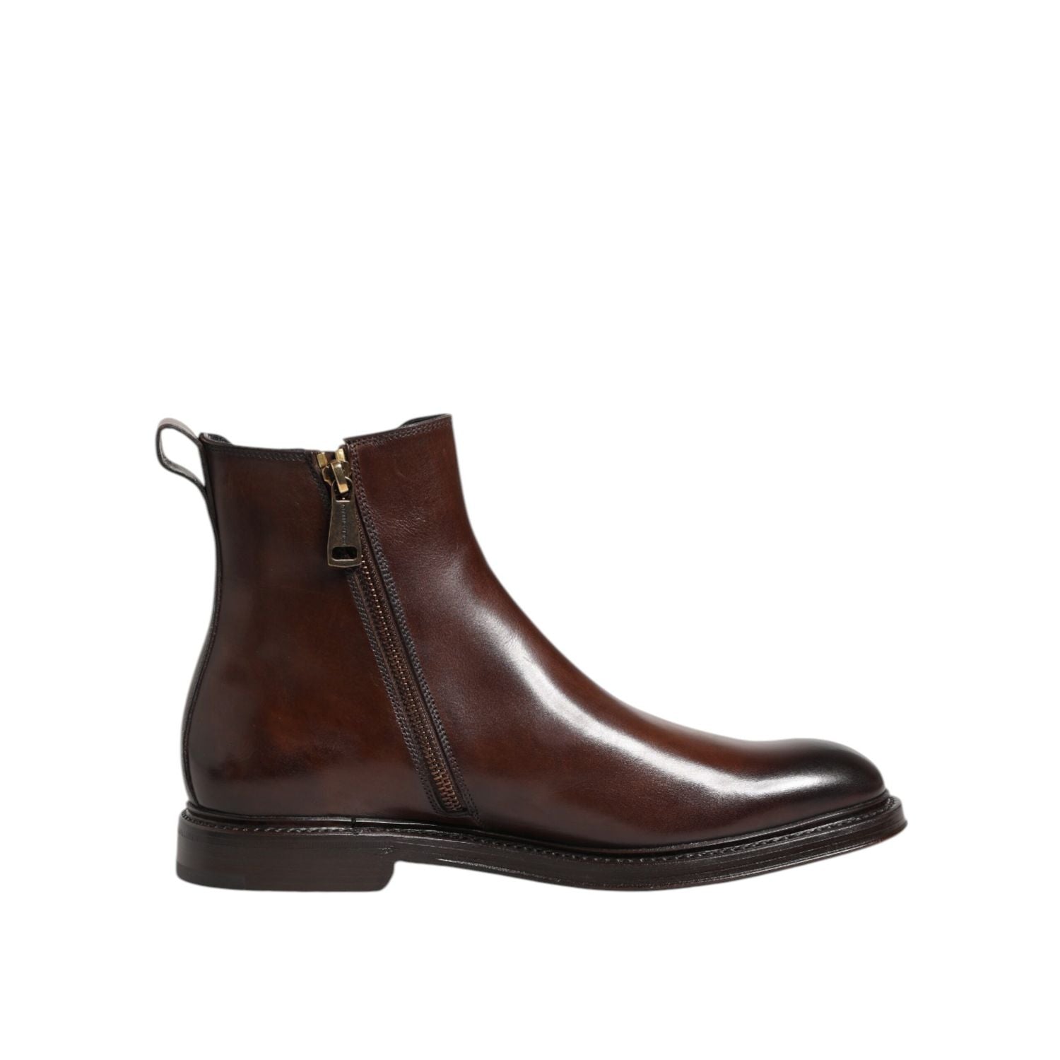 Dolce & Gabbana Brown Chelsea Leather Mid Calf Boots Shoes