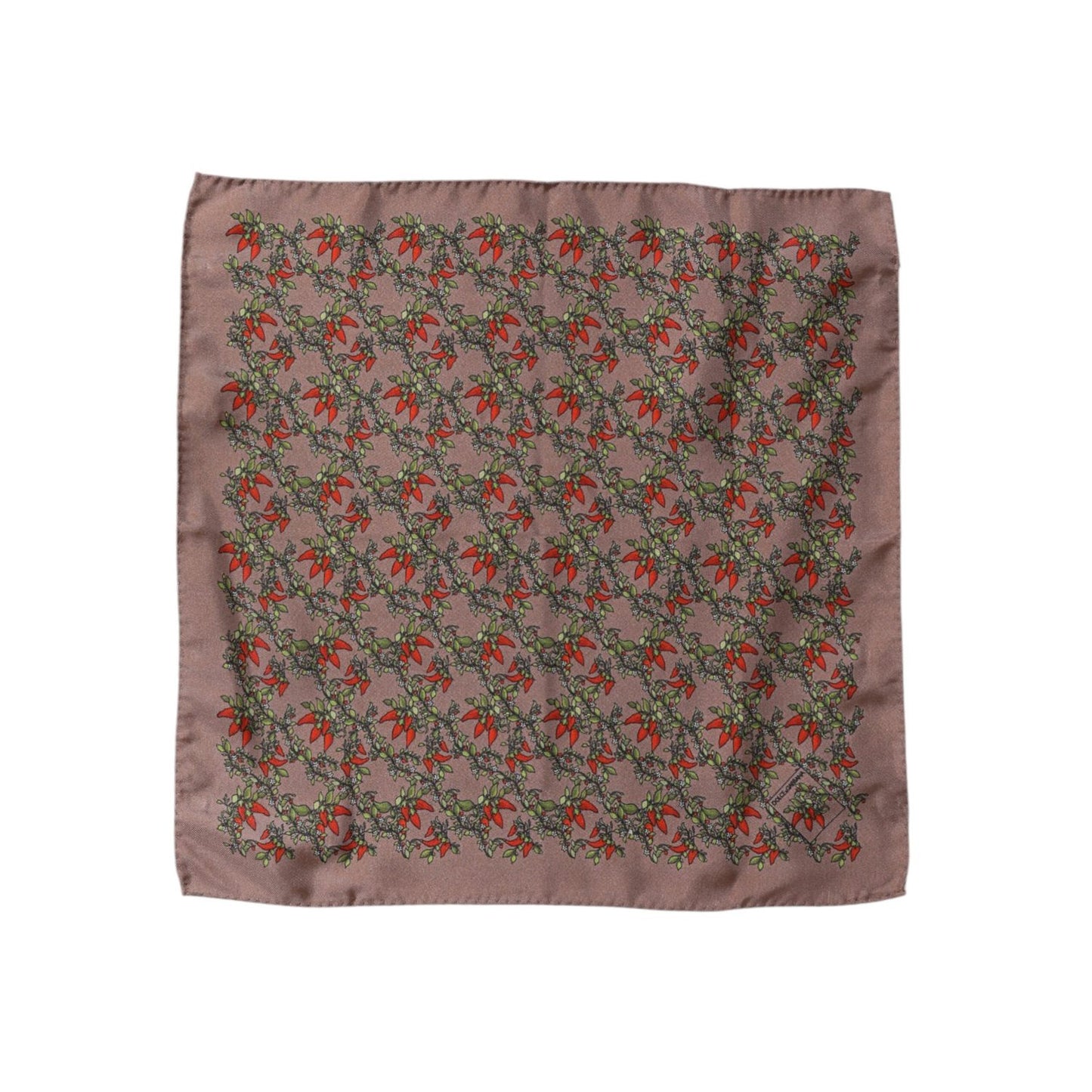 Dolce & Gabbana Brown Chili Print Silk Square Foulard Scarf Dolce & Gabbana