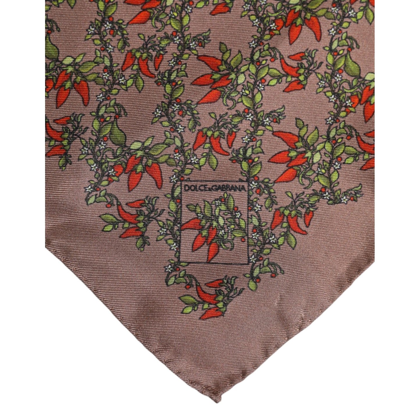 Dolce & Gabbana Brown Chili Print Silk Square Foulard Scarf Dolce & Gabbana