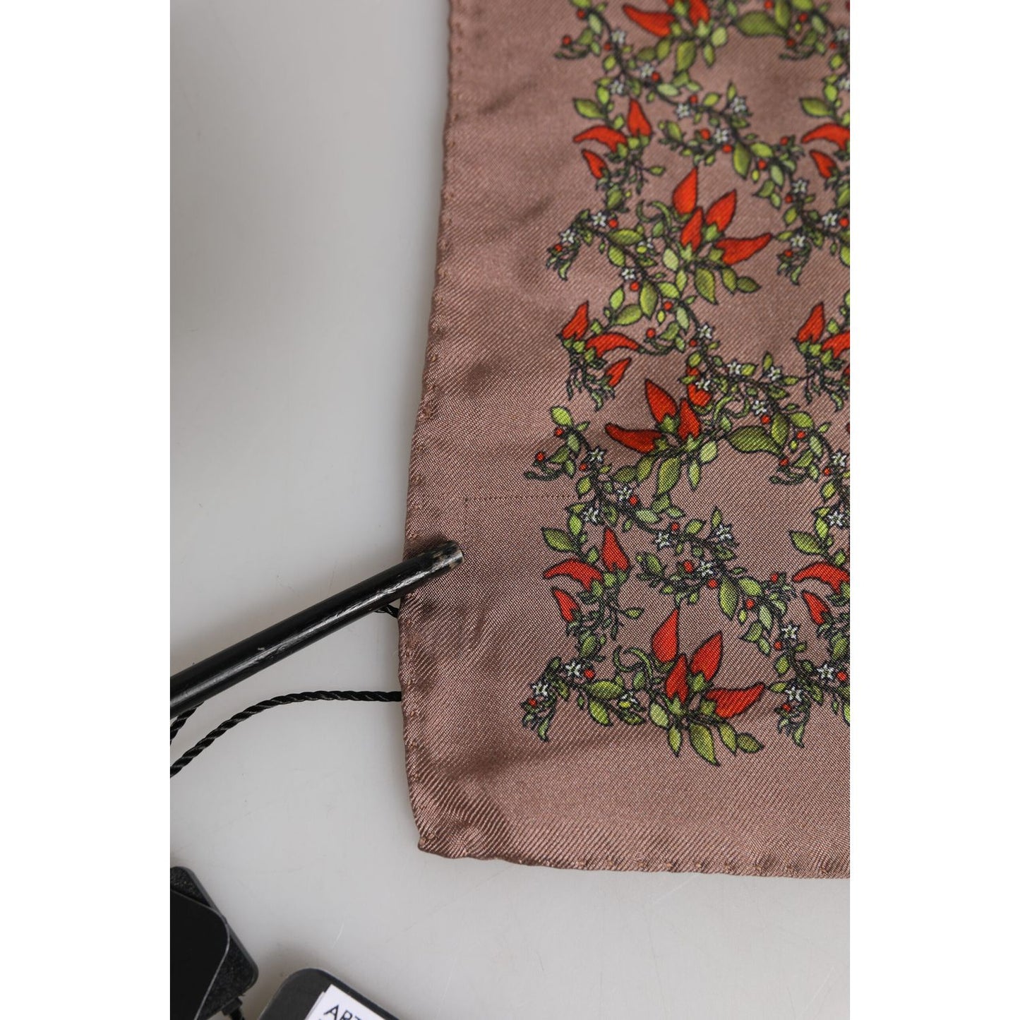 Dolce & Gabbana Brown Chili Print Silk Square Foulard Scarf Dolce & Gabbana