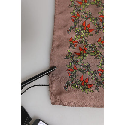 Dolce & Gabbana Brown Chili Print Silk Square Foulard Scarf Dolce & Gabbana