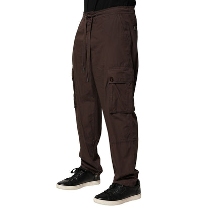 Dolce & Gabbana Brown Cotton Cargo Jogger Men Pants Dolce & Gabbana
