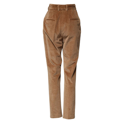 Dolce & Gabbana Brown Cotton Corduroy Tapered Pants Dolce & Gabbana
