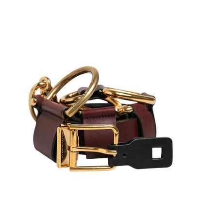 Dolce & Gabbana Brown Key Ring Clip Attachments Buckle Belt