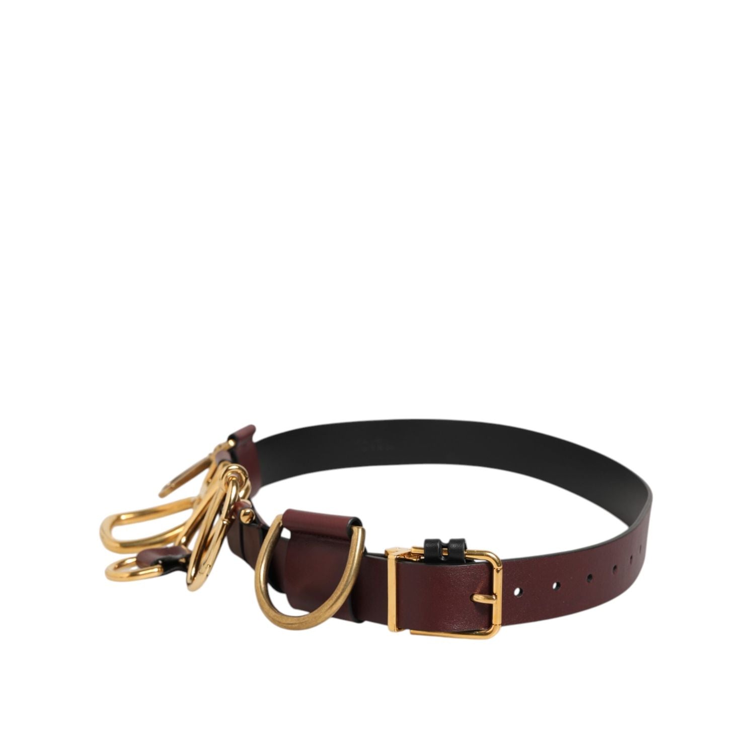 Dolce & Gabbana Brown Key Ring Clip Attachments Buckle Belt