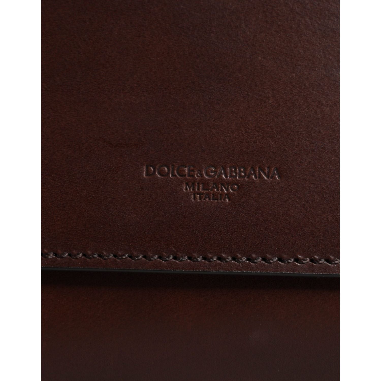 Dolce & Gabbana Brown Leather Logo Embossed Crossbody Bag