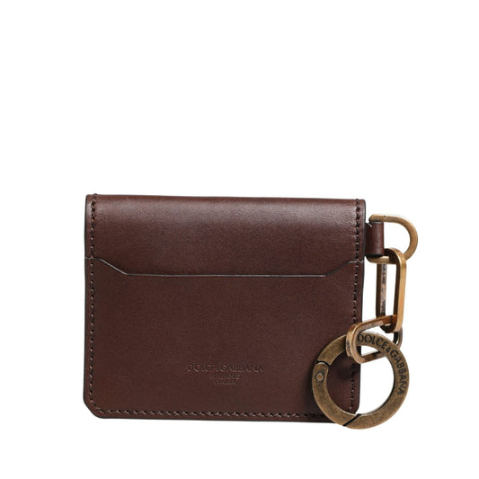 Dolce & Gabbana Brown Leather Logo Embossed Key Chain Card Holder Wallet1728,67345645728,Accessories,Brown,Cardholders - Wallets - Accessories,Dolce & Gabbana,Material: 100% Calf Leather,Preowned / Defect,Wallets - Accessories,Wallets - Wallets - Accessor