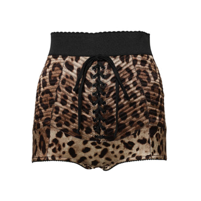 Dolce & Gabbana Brown Leopard High Waist Hot Pants Shorts Dolce & Gabbana