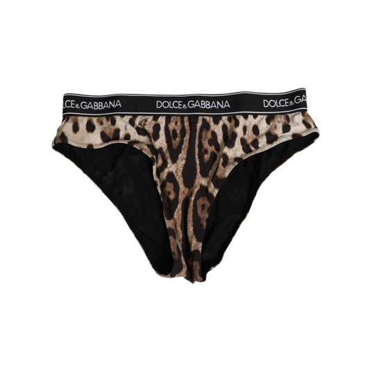 Dolce & Gabbana Brown Leopard Nylon High Waist Panty Underwear Dolce & Gabbana