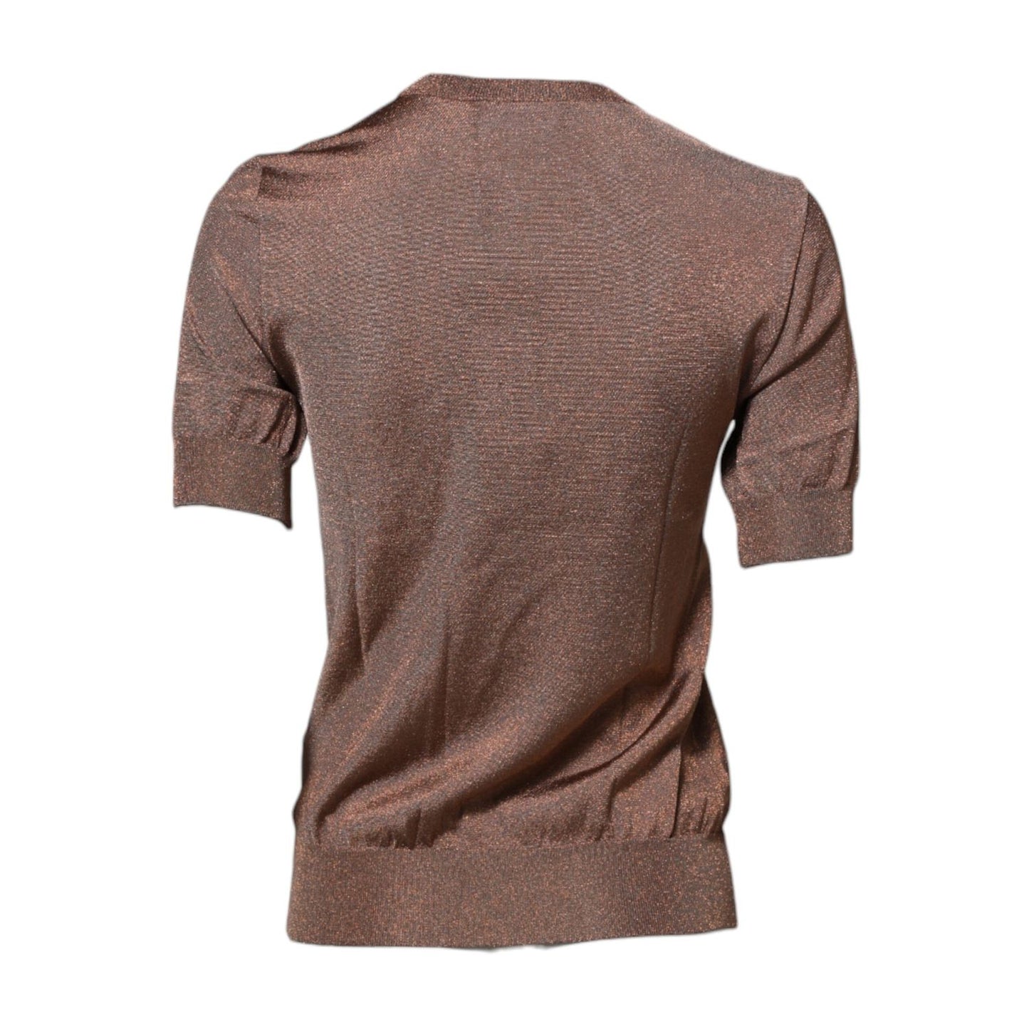 Dolce & Gabbana Brown Lily Embellished Round Neck Blouse Top Dolce & Gabbana