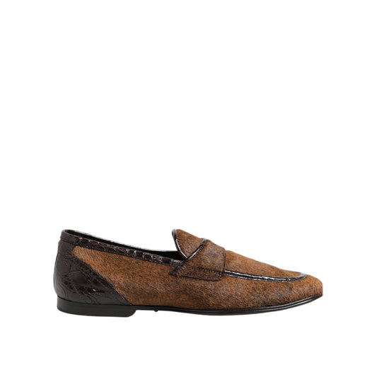 Dolce & Gabbana Brown Loafers Leather Slip On Men Dress Shoes Dolce & Gabbana