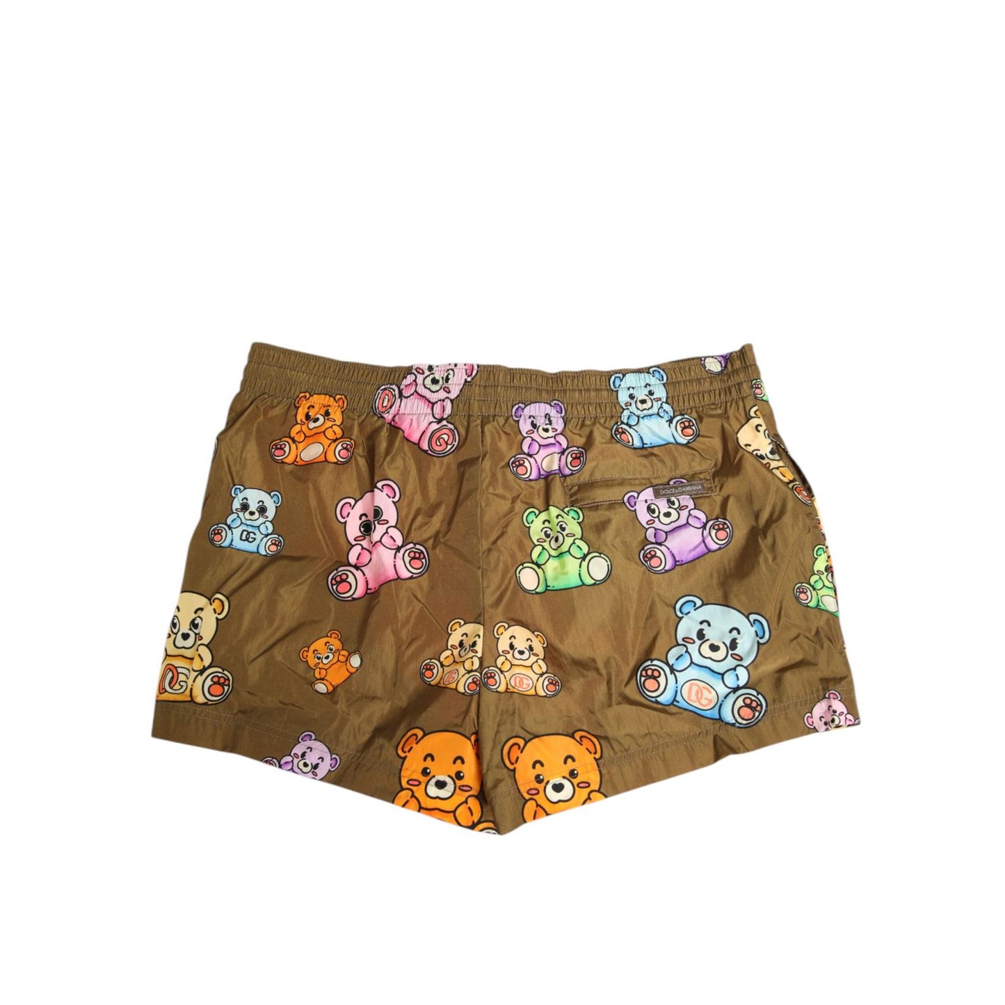 Dolce & Gabbana Brown Multicolor Teddy Bear Men Shorts Swimwear