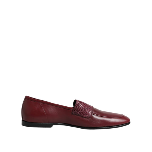 Dolce & Gabbana Burgundy Calfskin Leather Formal Slip On Shoes Dolce & Gabbana