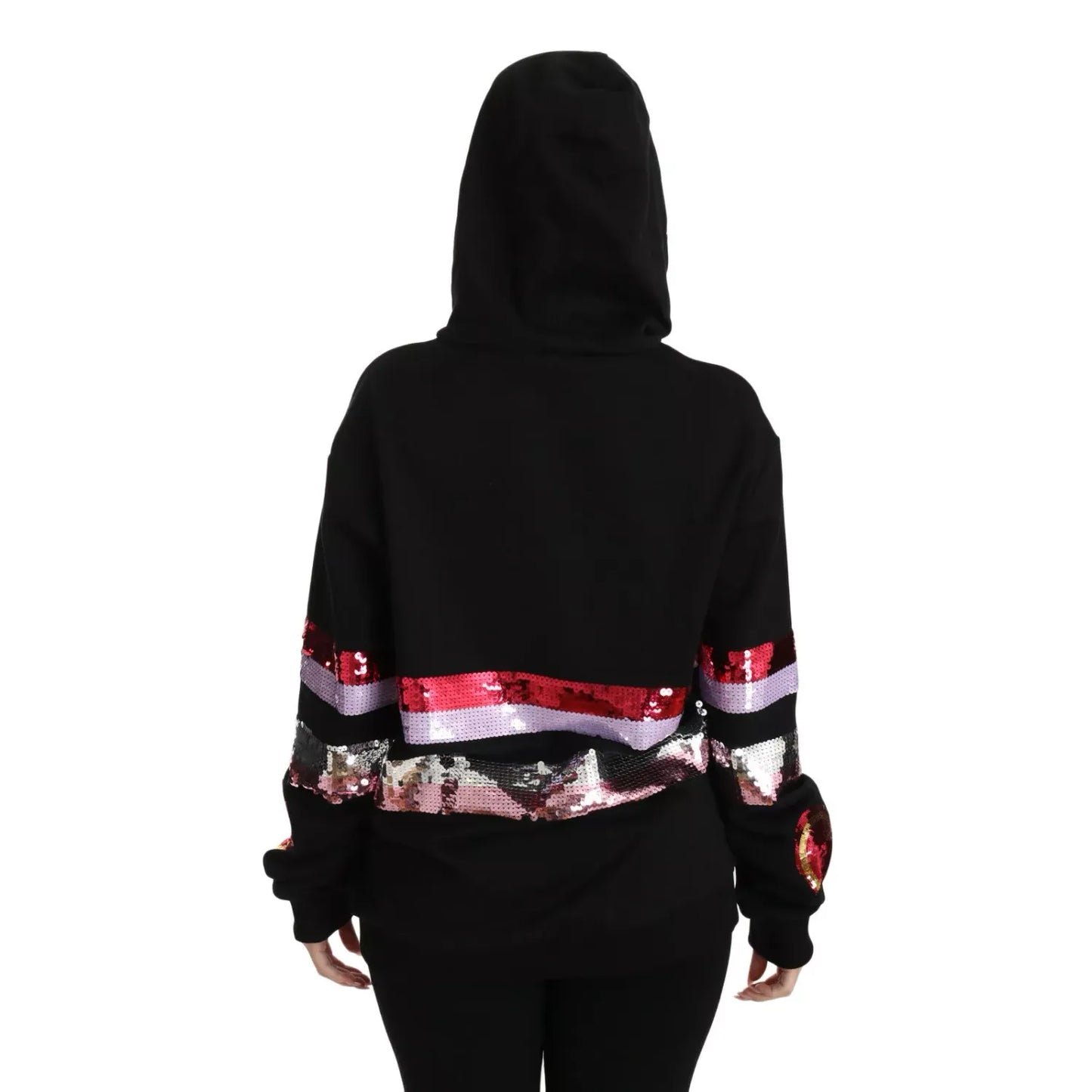 Dolce & Gabbana DG Sequined Hooded Pullover Sweater 100% Cotton,1728,67345645728,Black,Clothing,Dolce & Gabbana,Hoodies - Sweaters - Clothing,IT36 | XS,IT38|XS,New with tags,Sweaters - Clothing,Sweaters - Women - Clothing,Women,Women - Clothing