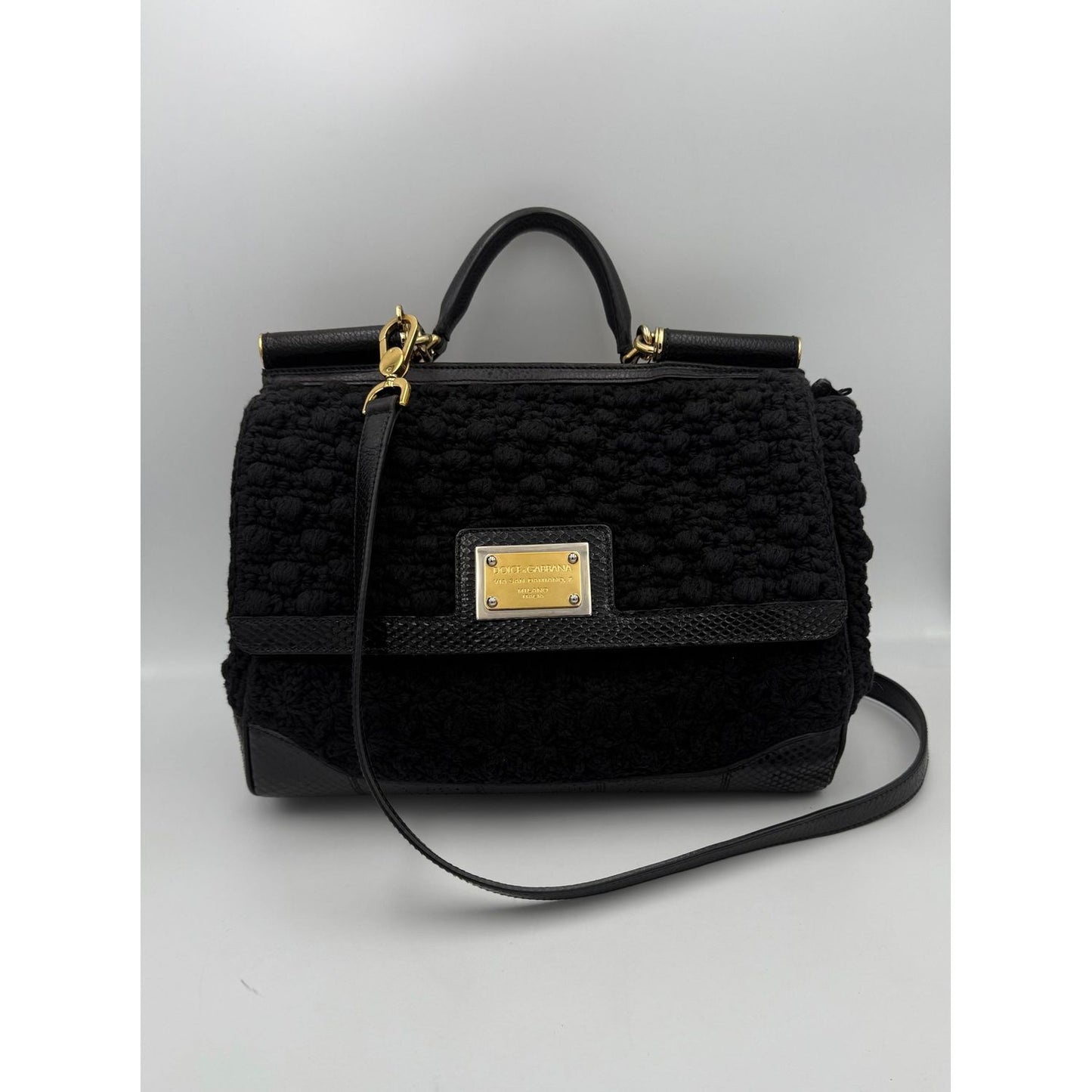 Dolce & Gabbana DOLCE & GABBANA Sicily Python and Macramé Handbag