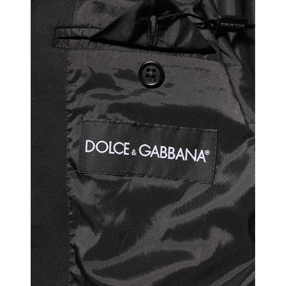 Dolce & Gabbana Dark Blue Cotton Men Jacket Coat Blazer Suit