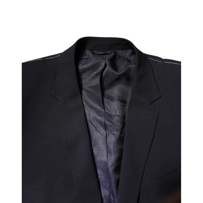Dolce & Gabbana Dark Blue Wool Single Breasted Coat Blazer Dolce & Gabbana