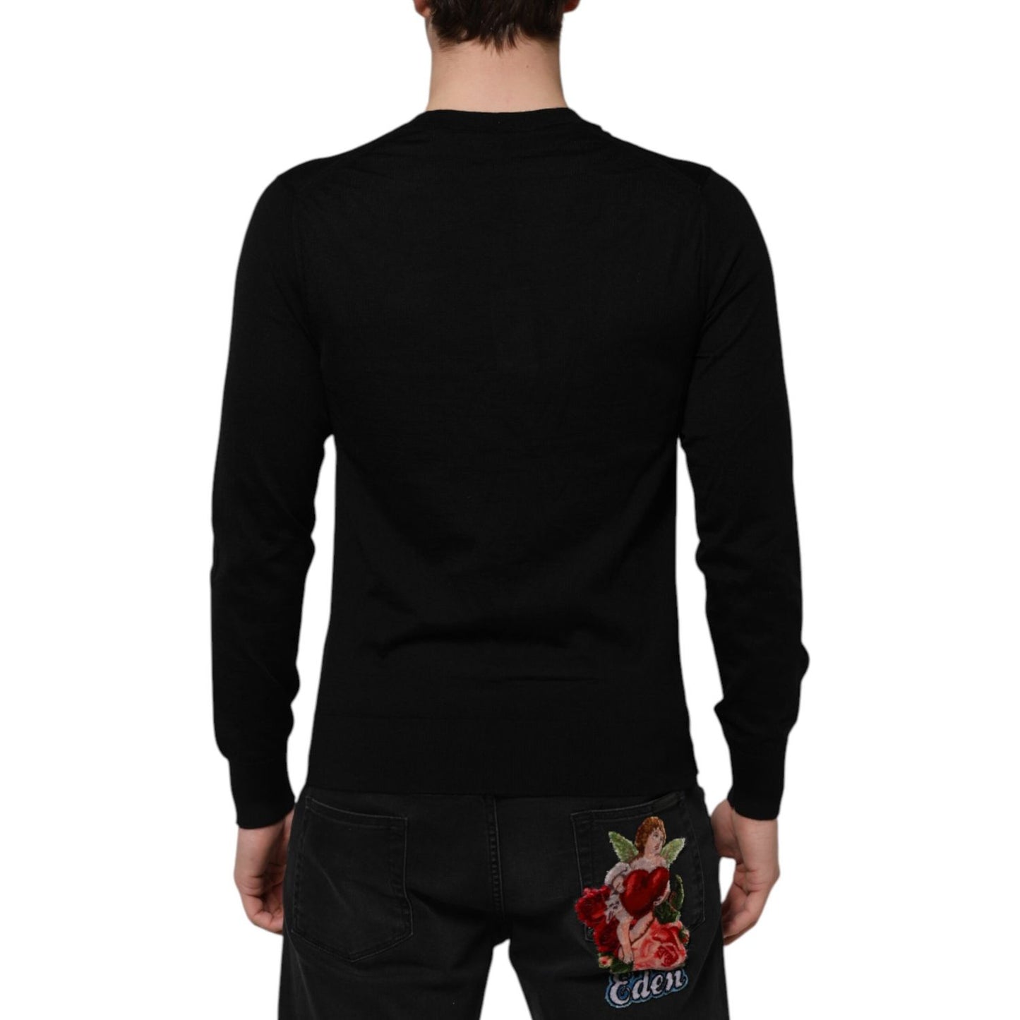 Dolce & Gabbana Dark Gray Embroidered Logo Pullover Sweater Dolce & Gabbana