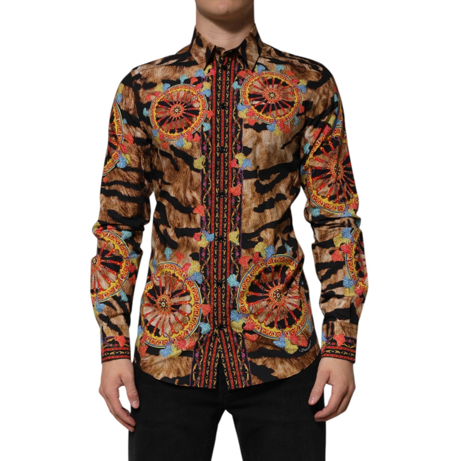 Dolce & Gabbana GOLD Cotton Tiger Carretto Long Sleeve Shirt