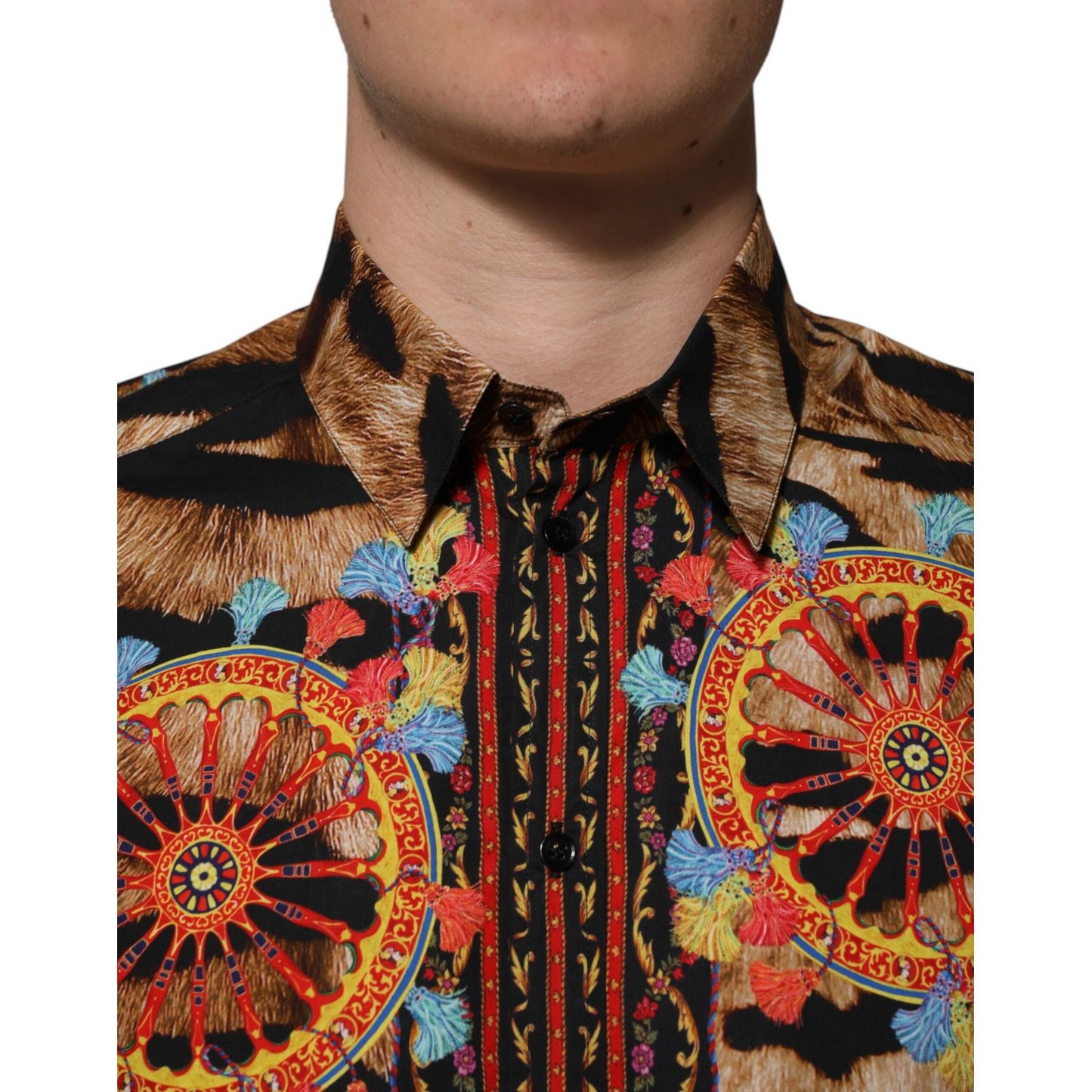 Dolce & Gabbana GOLD Cotton Tiger Carretto Long Sleeve Shirt