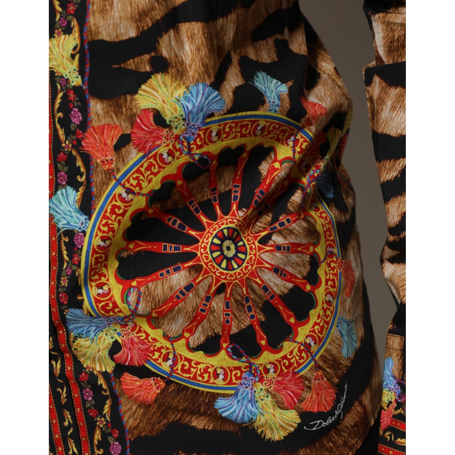 Dolce & Gabbana GOLD Cotton Tiger Carretto Long Sleeve Shirt