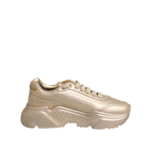 Dolce & Gabbana Gold Leather Daymaster Women Sneaker Shoes Dolce & Gabbana