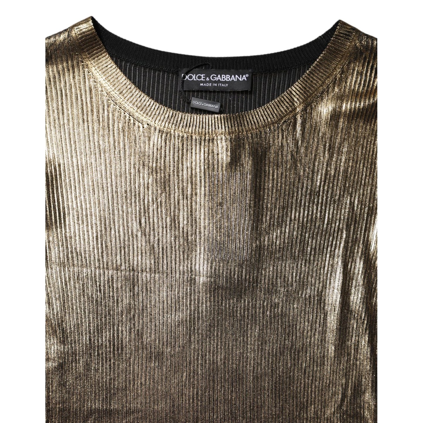 Dolce & Gabbana Gold Round Neck Long Sleeve Pullover Top Dolce & Gabbana