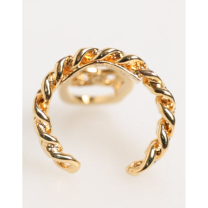 Dolce & Gabbana Gold Tone Brass Oval DG Logo Chain Adjustable Ring Dolce & Gabbana