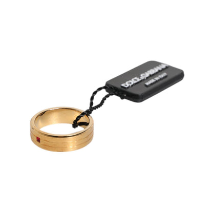Dolce & Gabbana Gold Tone Brass Red Crystal DG Logo Ring Dolce & Gabbana